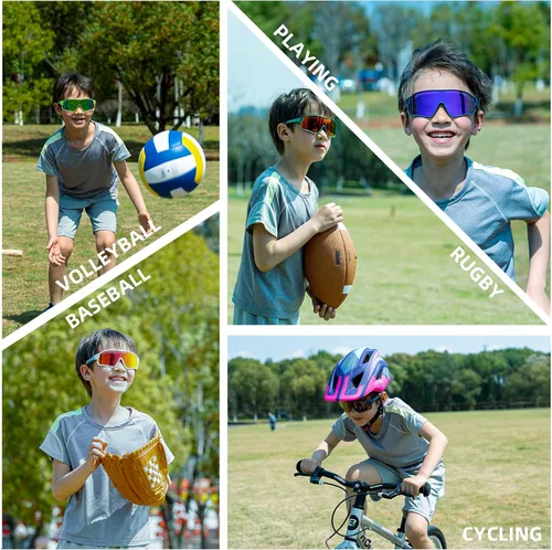 Vista 6 de ROCKBROS Lentes de sol polarizados para niños, gafas de sol deportivas para ciclismo, protección UV400 para jóvenes, niños y niñas de 8 a 14 años