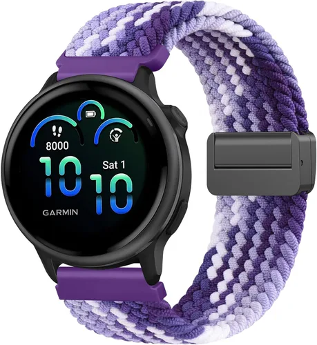 Vista 7 de Meliya Correa magnética de nailon trenzada para Garmin Vivoactive 6/Vivoactive 5/Vivoactive 3, correa de repuesto elástica de 0.787 pulgadas