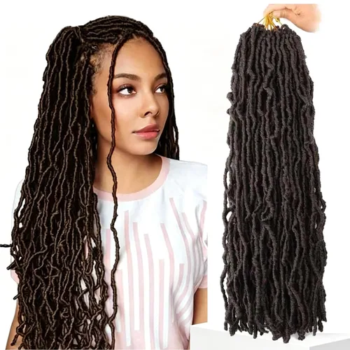 Vista 37 de 6 Paquetes Soft Locs Cabello de Ganchillo Pre Looped Faux Locs Trenzas de Ganchillo Goddess Locs Dreadlocs Cabello Sintético Para Mujeres Negras 1b