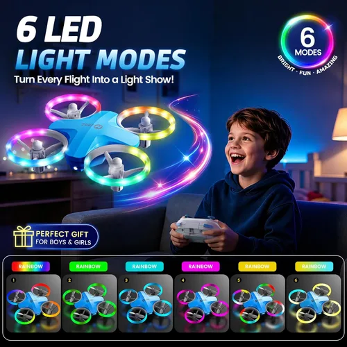 Vista 2 de Holy Stone Mini dron HS180 LED para niños principiantes, cuadricóptero RC con 3 baterías de vuelo de 21 minutos, fácil de volar, inicio con una