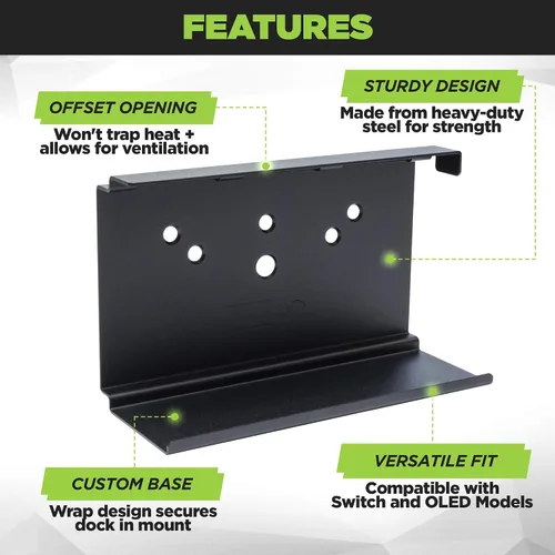 Vista 4 de HIDEit Mounts Switch Wall Mount - American Company, Steel Mount for Nintendo Switch and Nintendo Switch OLED to Safely Store Your Switch Console