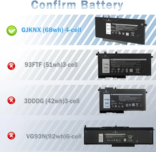 Vista 5 de GJKNX - Batería 68WH 7.6V compatible con Dell Latitude 5480 5490 5580 5590 5280 5491 5488 5591 5495 E5480 E5490 E5580 E5590 Precision 3530 3 Serie