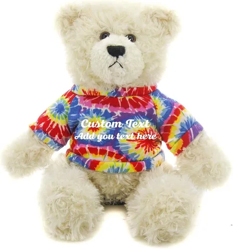 Vista 5 de Plushland Oso de peluche Brandon crema de 12 pulgadas, regalo personalizado para el día de la madre, San Valentín, graduación, cumpleaños