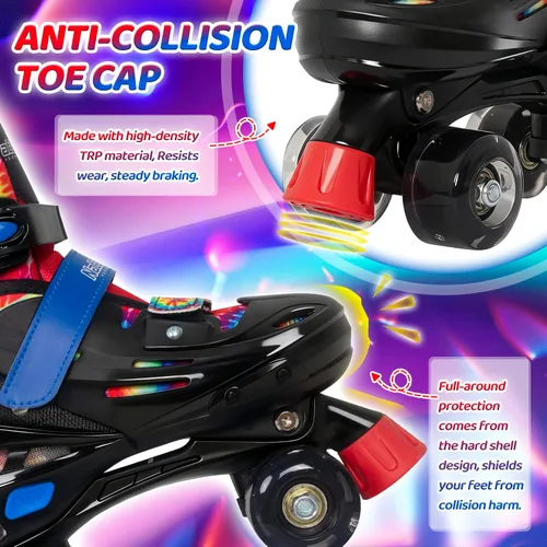 Vista 5 de Nattork Patines de Ruedas para Niños y Niñas, Patines Cuádruples de 4 Tallas Ajustables para Niños con Ruedas que se Iluminan - Maravilloso Regalo