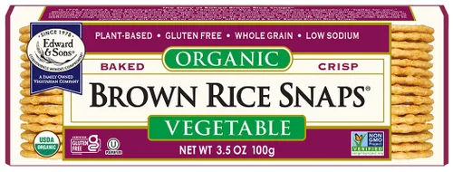 Vista 8 de Edward & Sons Snaps de arroz integral orgánico ligeramente salado, galletas de arroz sin gluten, aperitivo horneado al horno, grano entero, sin