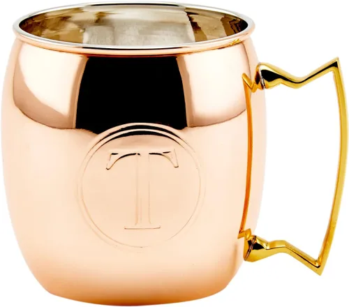 Vista 29 de Old Dutch International Taza sólida Moscow Mule, 16 onzas, monograma A, cobre