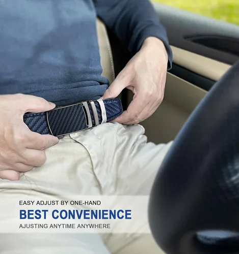 Vista 8 de KEMISANT Cinturón para hombre, cinturón de trinquete de cuero, ajuste personalizable, estilo sin esfuerzo de 1.378 in