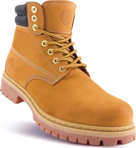 Vista 6 de Jacata Botas de trabajo para hombres acero/punta suave, suela de goma antideslizante, resistente al aceite, botas de construcción industrial