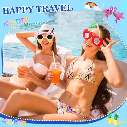 Vista 5 de Xuhal 36 gafas de sol Luau para fiesta, divertidas gafas hawaianas, gafas de sol tropicales divertidas, decoraciones de playa, recuerdos de fiesta
