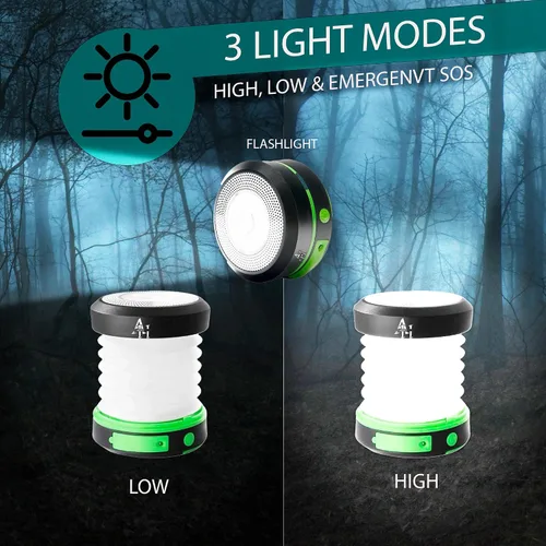 Vista 4 de Linterna solar para campamento, linternas LED para cortes de energía, luces de campamento, linterna de emergencia, lámpara plegable, recargable