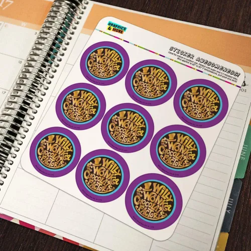 Vista 5 de Willy Wonka and The Chocolate Factory Logo Planner Calendario Scrapbooking Craft Pegatinas
