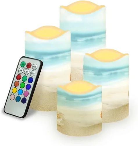 Vista 53 de Jeiento American Flag Flameless Candles 4 Pack 4th of July Home Decoration Flower American Flag LED Candles Battery Operated with Timer Remote