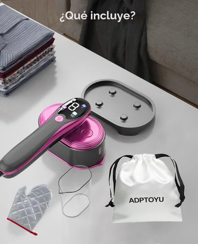 Vista 7 de Vaporizador y plancha 2 en 1 para ropa, vaporizador portátil de mano para prendas con pantalla LED, vaporizador de viaje grande para ropa con panel