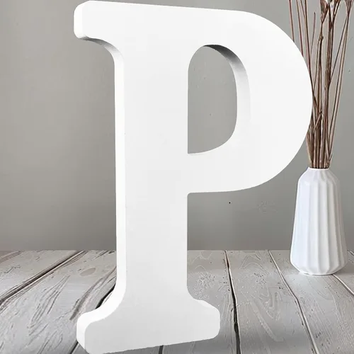 Vista 25 de AOCEAN Letras de madera grandes blancas de 12 pulgadas, letras de madera sin terminar para decoración de pared, letras decorativas de pie
