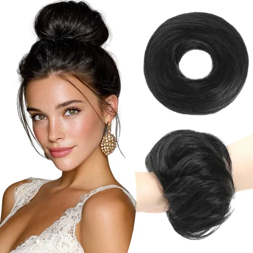 Vista 10 de 2 piezas de cabello humano real, color negro natural Negro (Natural Black)