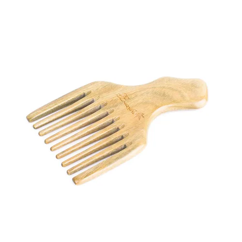 Vista 6 de Breezelike Peine de madera para cabello rizado, peine de madera de dientes anchos naturales para cabello rizado, peine de madera de sándalo sin