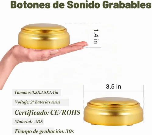 Vista 4 de Cover Botón de voz de grabación Botón fácil Botón de sonido grabable Botón de habla Botón de zumbador personalizado para comunicación Escritorio