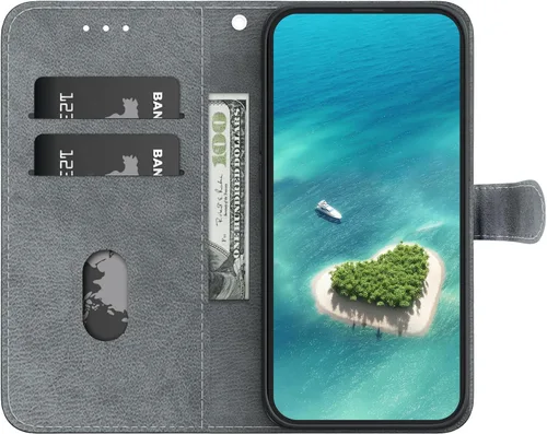 Vista 3 de Funda de cuero con tapa para Motorola Moto E7 Power Case con ranura para tarjeta de cuero con patrón de cristal pintado (SJ-31)