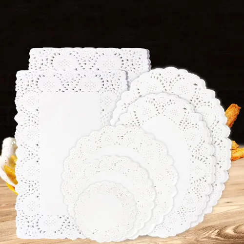 Vista 9 de Doilies para bandejas de postre 250 piezas de papel de varios tamaños