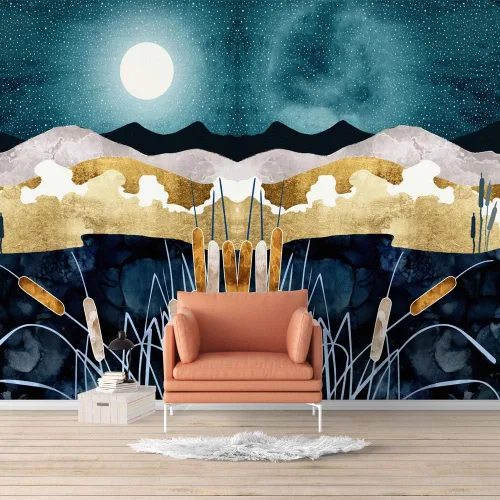 Vista 19 de SIGNFORD - Mural de pared de estilo nórdico con papel tapiz de paisaje natural extraíble para dormitorio o sala de estar.