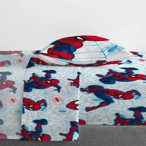 Vista 4 de Jay Franco Marvel Spiderman Webtastic - Juego de ropa de cama de 5 piezas tamaño individual, incluye edredón reversible y juego de sábanas, ropa