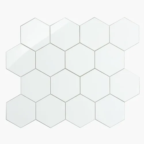 Vista 8 de Azulejos para salpicaderos adhesivos de cocina en espiga, azulejos de mosaico para pared de baño en chevron blanco, paquete de 6 Blanco