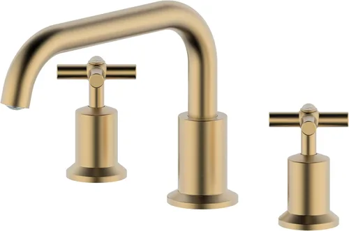 Vista 13 de Grifo de baño generalizado de dos manijas, grifos de baño para fregadero de 3 agujeros con drenaje emergente push up, 2 manijas, grifo de fregadero