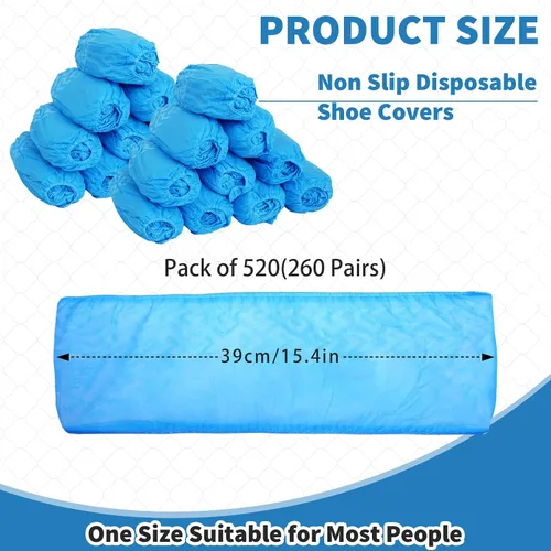 Vista 2 de 520 fundas desechables para botas a granel, desechables, no tejidas, protector de zapatos azul, protector antideslizante para museo, hogar, escuela