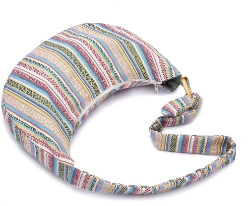 Vista 4 de Bolso cruzado hippie para mujer, bolso de mano bohemio de lona, estilo bohemio