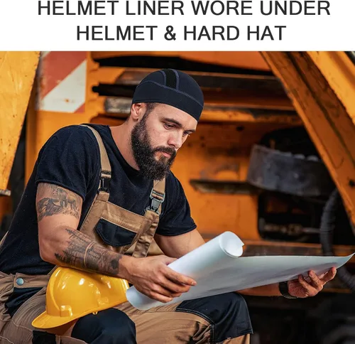 Vista 7 de Gorro de calavera para casco con forro de malla, para hombres y mujeres, se adapta debajo de los cascos