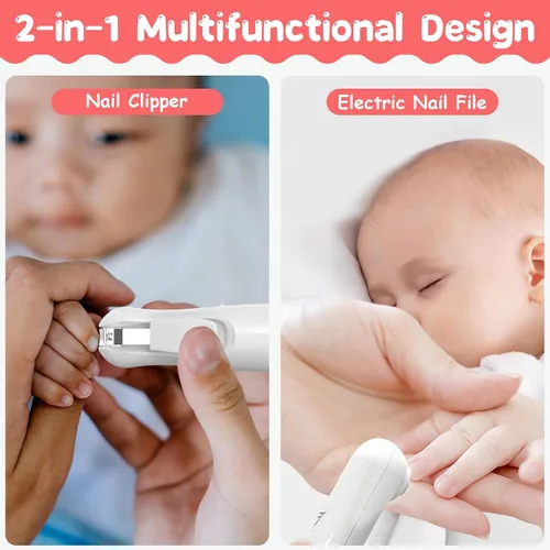 Vista 3 de Cortador de uñas eléctrico para bebés, kit de lima de uñas seguro para recién nacidos, niños pequeños o adultos, cuidado de uñas de los pies