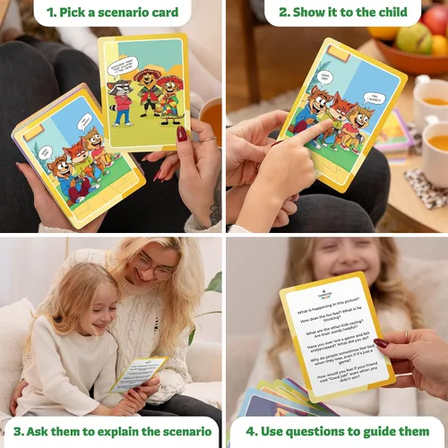 Vista 4 de Tarjetas de inclusión y diversidad cultural para niños - Juego SEL para empatía, discapacidad, conciencia social y habilidades de afrontamiento