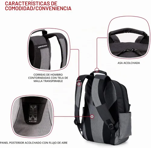 Vista 2 de SwissGear 2789 - Mochila para laptop de 13 pulgadas, gris/negro