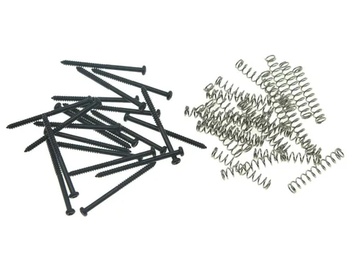 Vista 2 de KAISH Paquete de 20 tornillos y resortes de montaje de guitarra bajo para pastillas de barra de jabón Precision P o J Bass y P90 - Negro