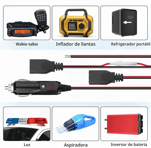 Vista 6 de LUITON Adaptador de corriente de radio Cb de 2 pines, enchufe de alimentación de repuesto fusionado de 12 V con cables, adaptador de corriente