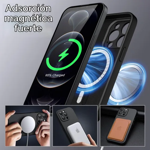 Vista 3 de JETech Funda magnética de silicona para iPhone 12 Pro Max, color negro