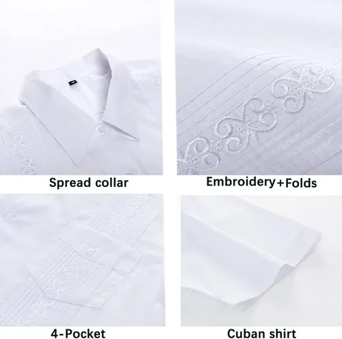 Vista 5 de MAXJON Camisas de Guayabera para hombre camisas cubanas de manga corta