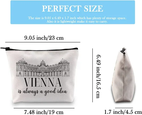 Vista 2 de GJTIM Viena Travel Souvenir Gift Viena Regalo Sorpresa Viena Viaje Vacaciones Viaje Bolsa de Maquillaje Para Viena Viajero Turista, Bolsa de Viena
