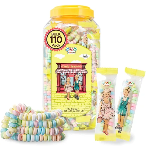 Vista 8 de 50 pulseras de dulces envueltas individualmente, recuerdos de fiesta