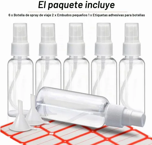 Vista 7 de Mini botellas de spray, botella pequeña de spray de 2 oz/1.7 fl oz, botella de spray de viaje de plástico para líquidos, botellas rociadoras de mano