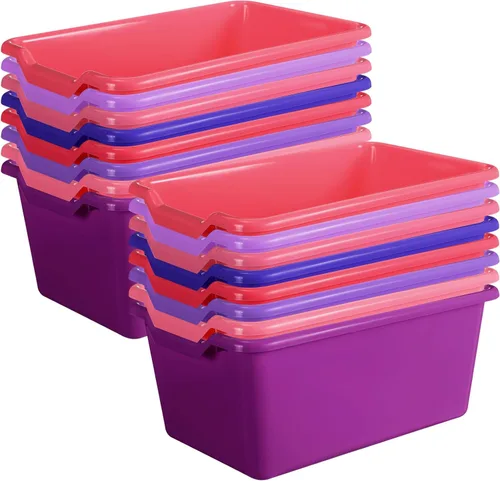 Vista 12 de Dandat 16 cubos para libros de plástico para aula, serie azul
