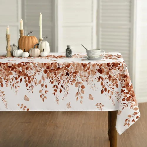 Vista 9 de Horaldaily Mantel de primavera rectangular de 52 x 70 pulgadas, mantel floral de eucalipto azul para decoración de fiestas, pícnic, cenas