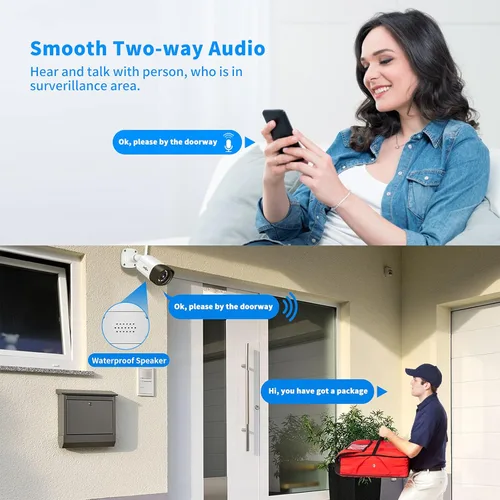 Vista 6 de Hiseeu Cámara de seguridad inalámbrica Pro de 5 MP para exteriores, seguridad del hogar, visión nocturna a color, WiFi de 2.4 GHz y 5 GHz, tarjeta