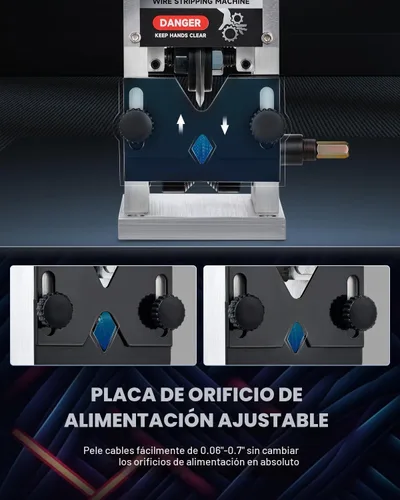 Vista 3 de CREWORKS Máquina pelacables manual, máquina peladora de cables de 0.06"-1", herramienta de pelado de cables para alambre de chatarra de 0.059-0.984