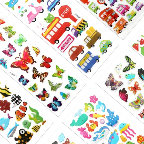 Vista 3 de SAVITA Adhesivos 3D para niños y niñas pequeños +500 paquete variado de calcomanías hinchadas para álbum de recortes, diario de viñetas, incluye