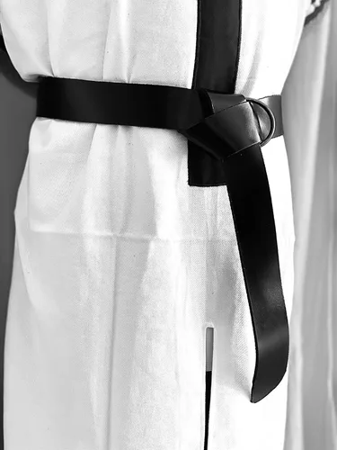 Vista 4 de Medieval-LARP-Reenactment-Viking-Battle Ready Cinturón de cuero negro envolvente alrededor de los caballeros de 2 pulgadas de ancho, Negro