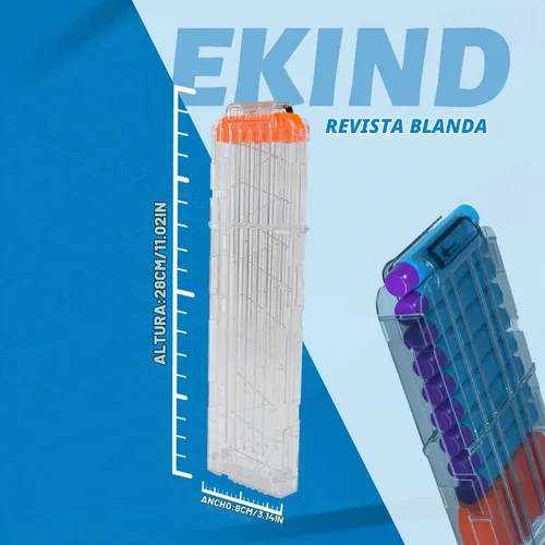 Vista 2 de EKIND 18 clips de dardos compatibles con cargadores Nerf Elite, clip de munición de dardos suave de recarga rápida para pistolas de juguete Nerf