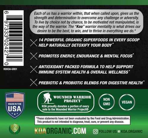 Vista 3 de Greens Superfood Juice Powder - Polvo orgánico USDA Super Greens con espirulina, clorella, matcha, pasto de trigo, enzimas digestivas y probióticos