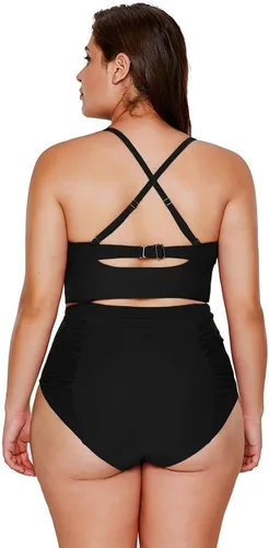 Vista 2 de Traje de baño de dos piezas con flecos de cintura alta para mujer