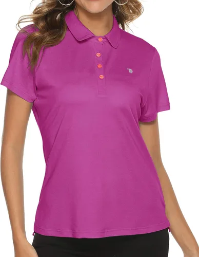 Vista 2 de TBMPOY Polo de golf para mujer, ligera, absorbe la humedad, de secado rápido, 4 botones